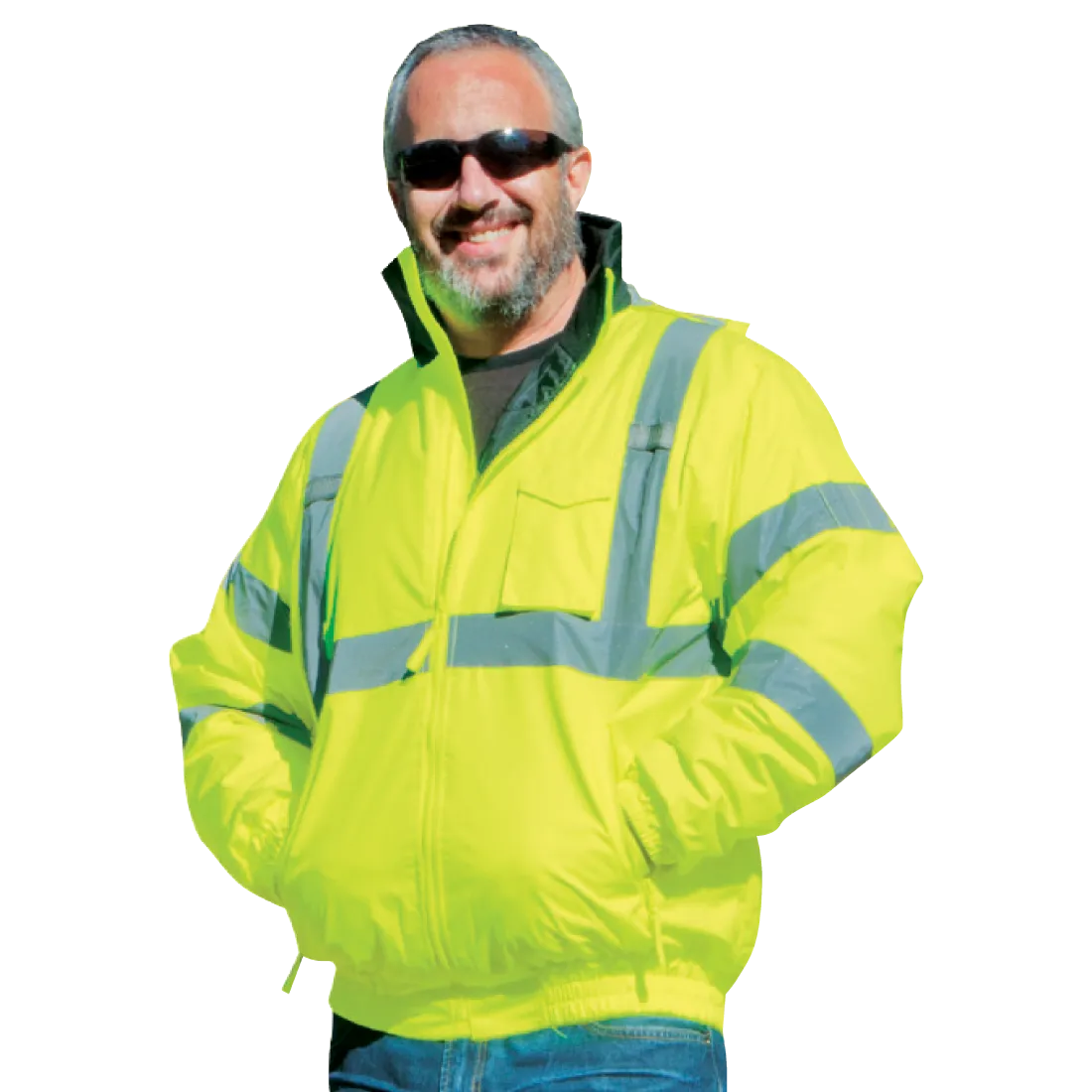 Class 3 Bomber Jacket with Quilted Liner - Lime - Large