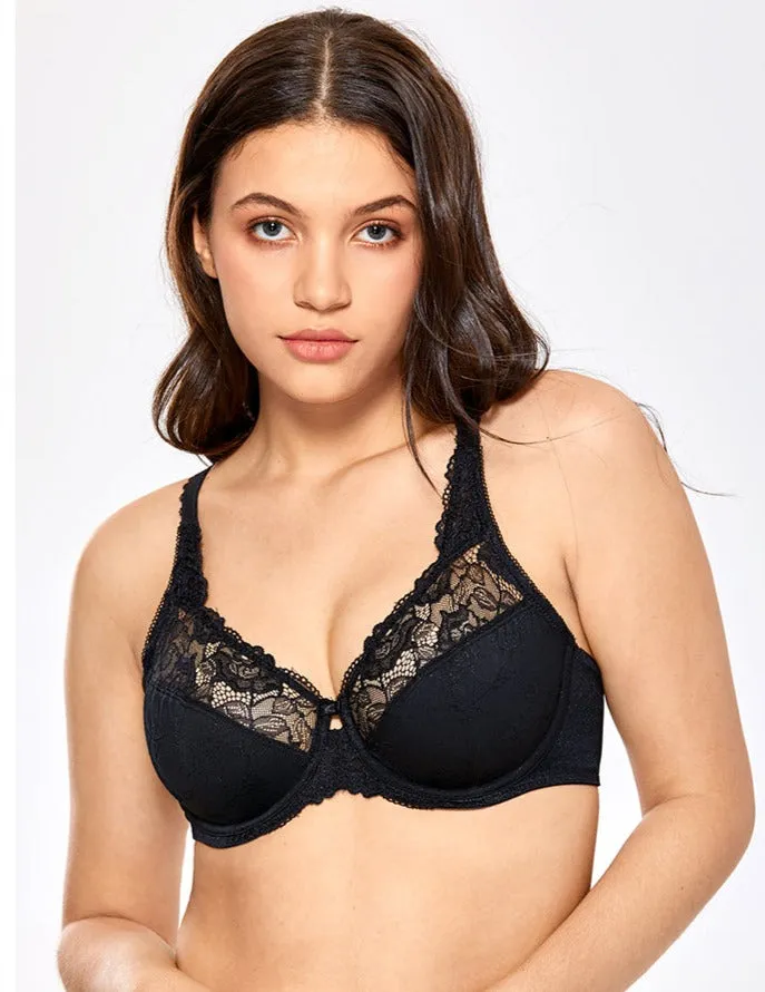 Plus size underwired non-padded lace bras 02 (Size 36/80 - 44/100, C - H)