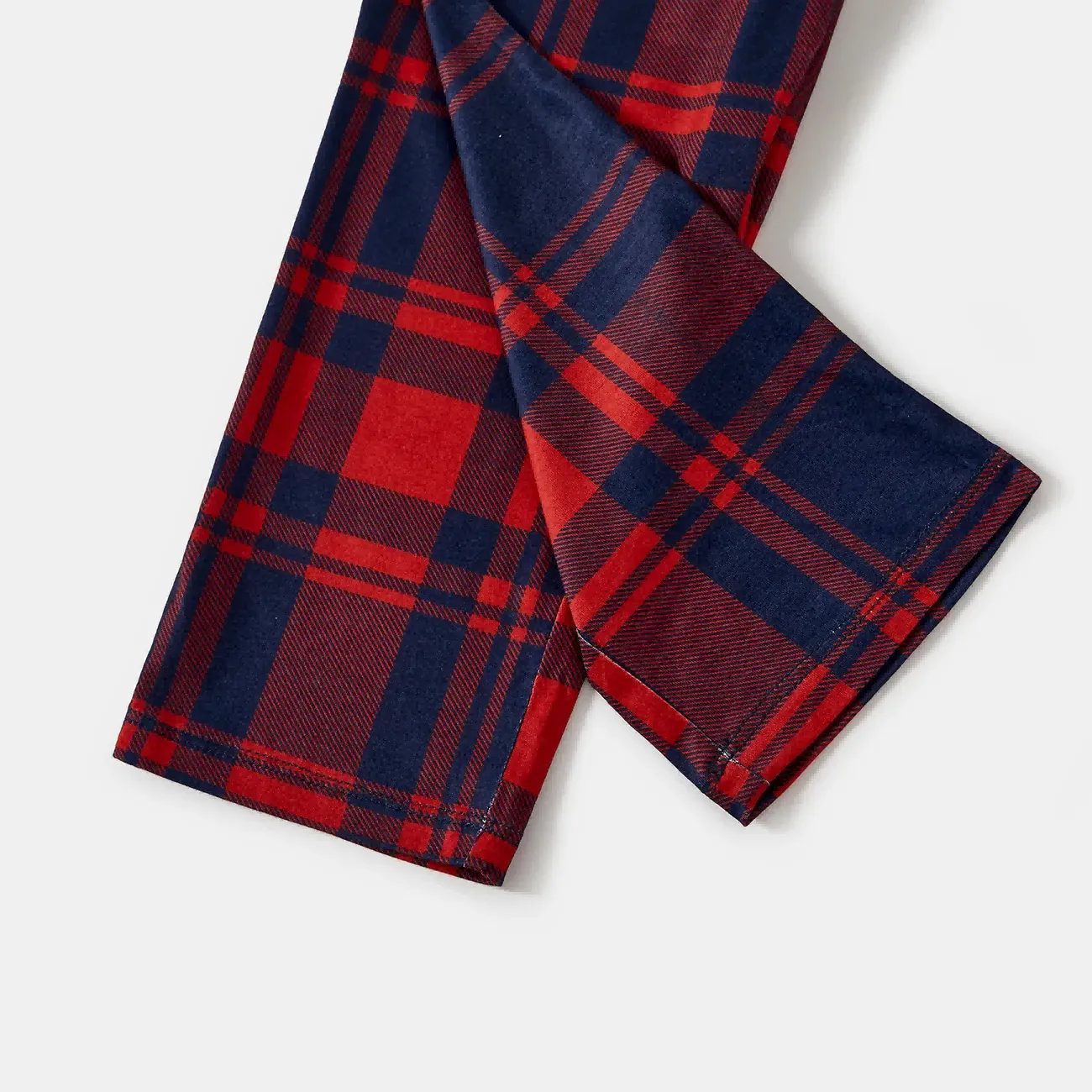 Snowflake and "Family Christmas 2024" Printed Red and Blue Plaid Christmas Matching Pajamas